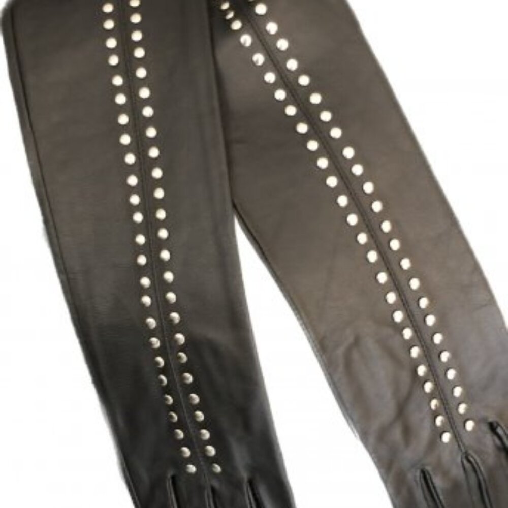 Studded Long Leather Gloves